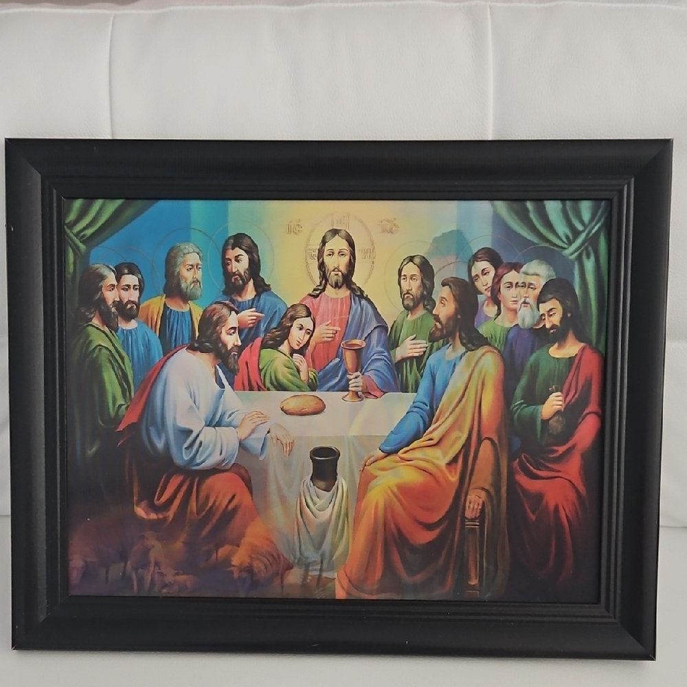 3D Lenticular Framed Vibrant Religious Art Poster, 3 Different Scenes
